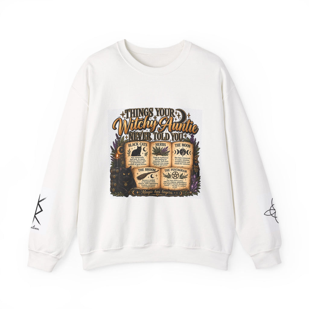 Witchy Auntie Crewneck Sweatshirt – Vintage Spellbook Graphic