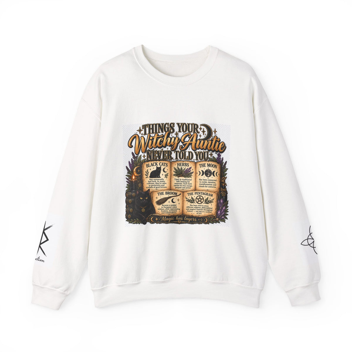 Witchy Auntie Crewneck Sweatshirt – Vintage Spellbook Graphic