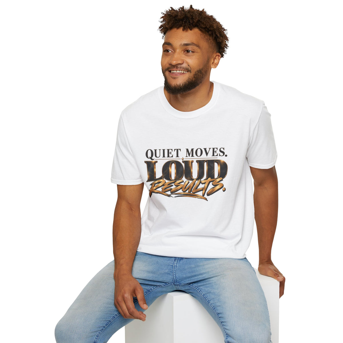 Quiet Moves Loud Results T-Shirt — Motivational Graphic Tee