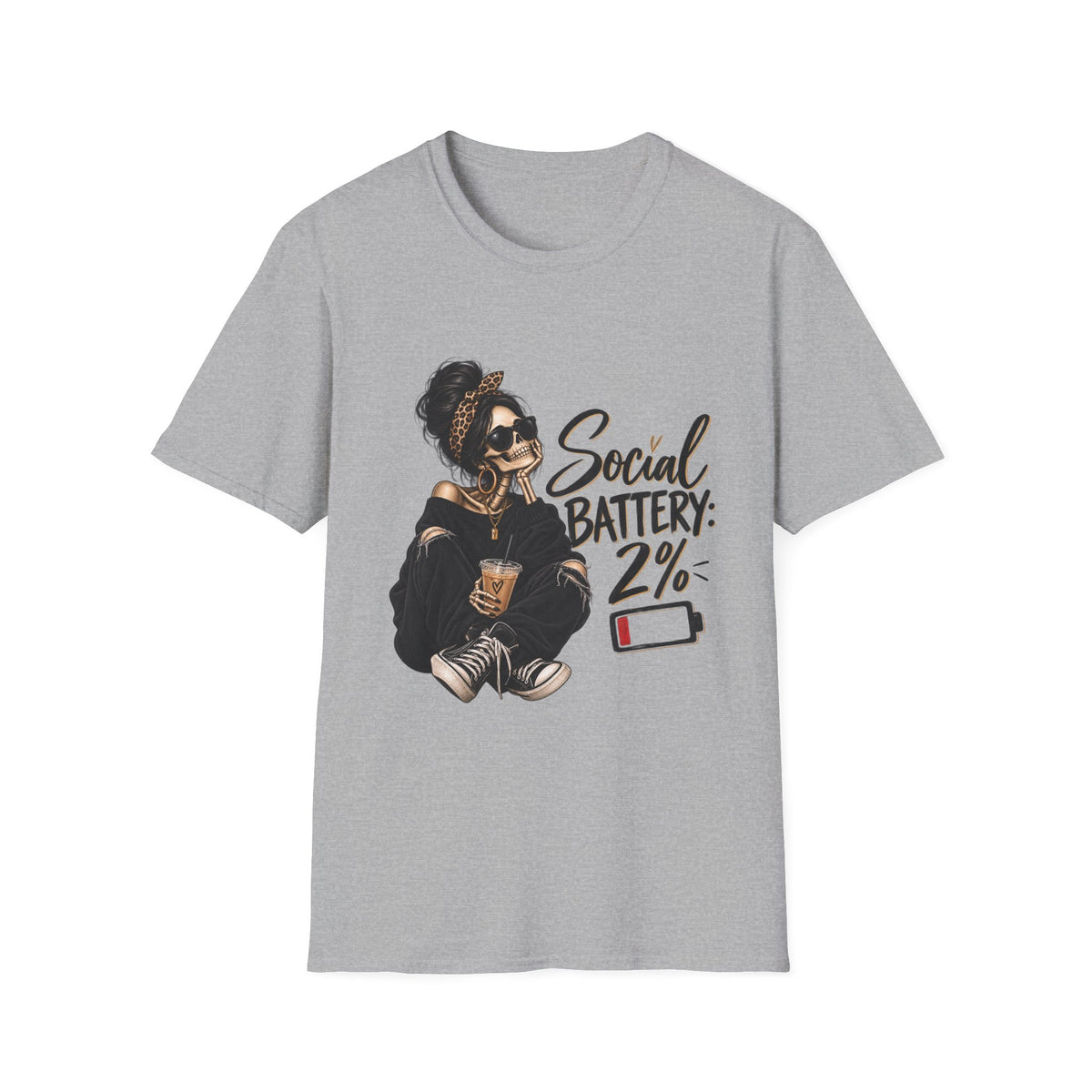 T-Shirt — Social Battery 2% Graphic Tee (Funny Introvert Shirt)