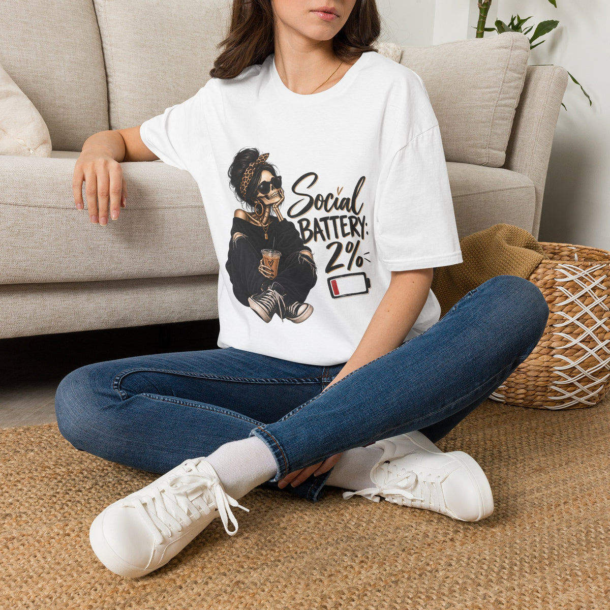 T-Shirt — Social Battery 2% Graphic Tee (Funny Introvert Shirt)