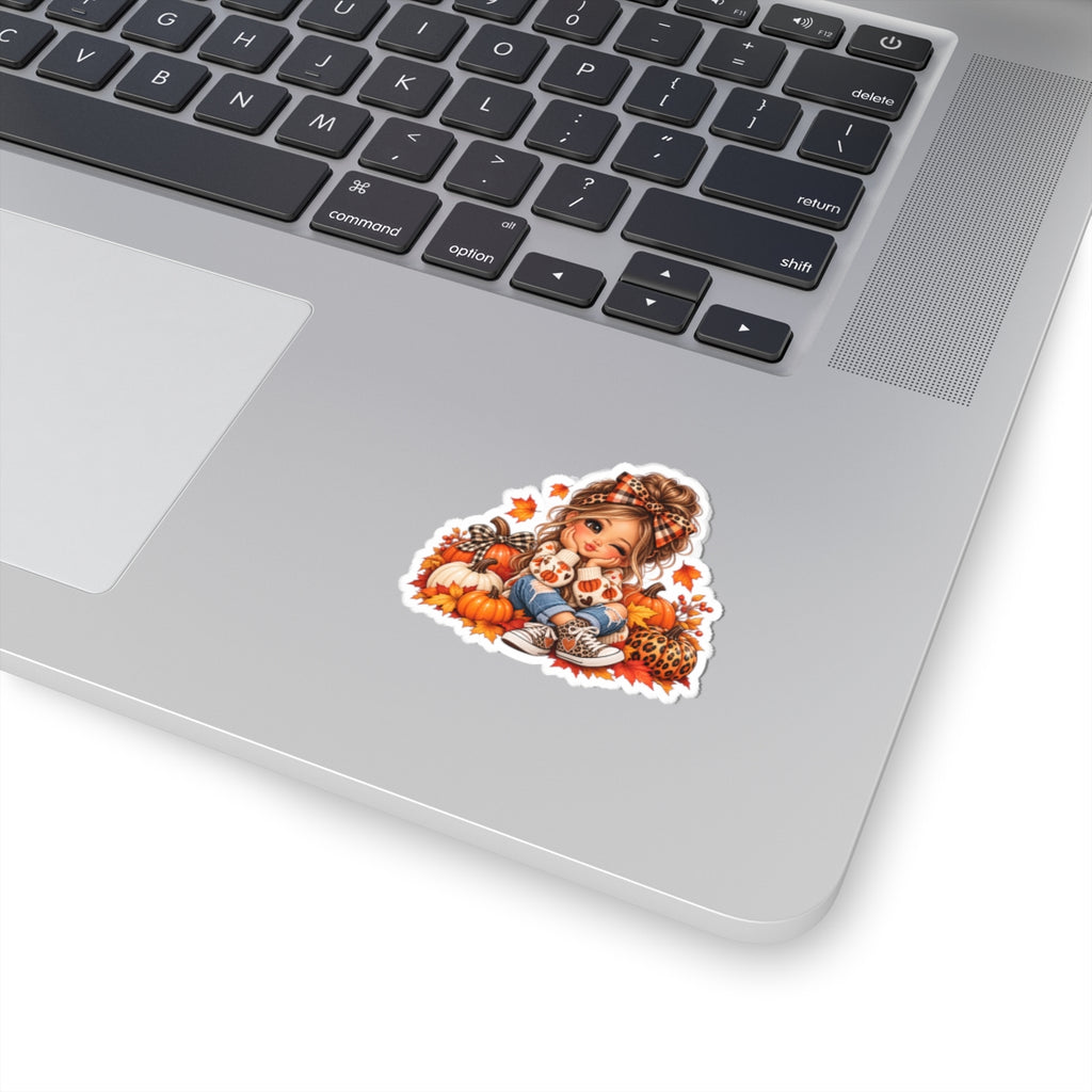 Fall Pumpkin Girl Kiss-Cut Sticker