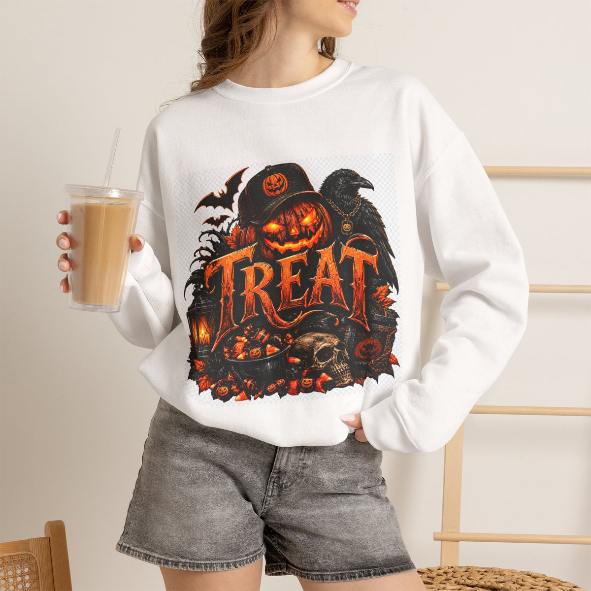 Halloween 'TREAT' Pumpkin Crewneck Sweatshirt