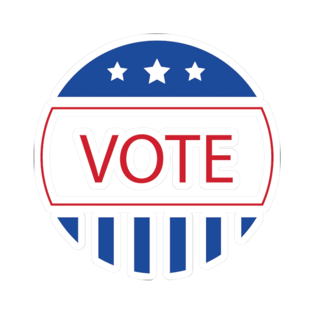 Vote Round Kiss-Cut Sticker — Patriotic Red, White & Blue VOTE Decal