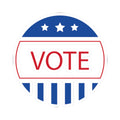 Vote Round Kiss-Cut Sticker — Patriotic Red, White & Blue VOTE Decal