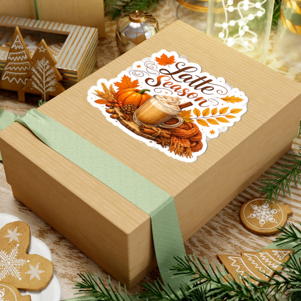 Latte Season Sticker — Fall Pumpkin Spice Coffee Kiss-Cut Decal