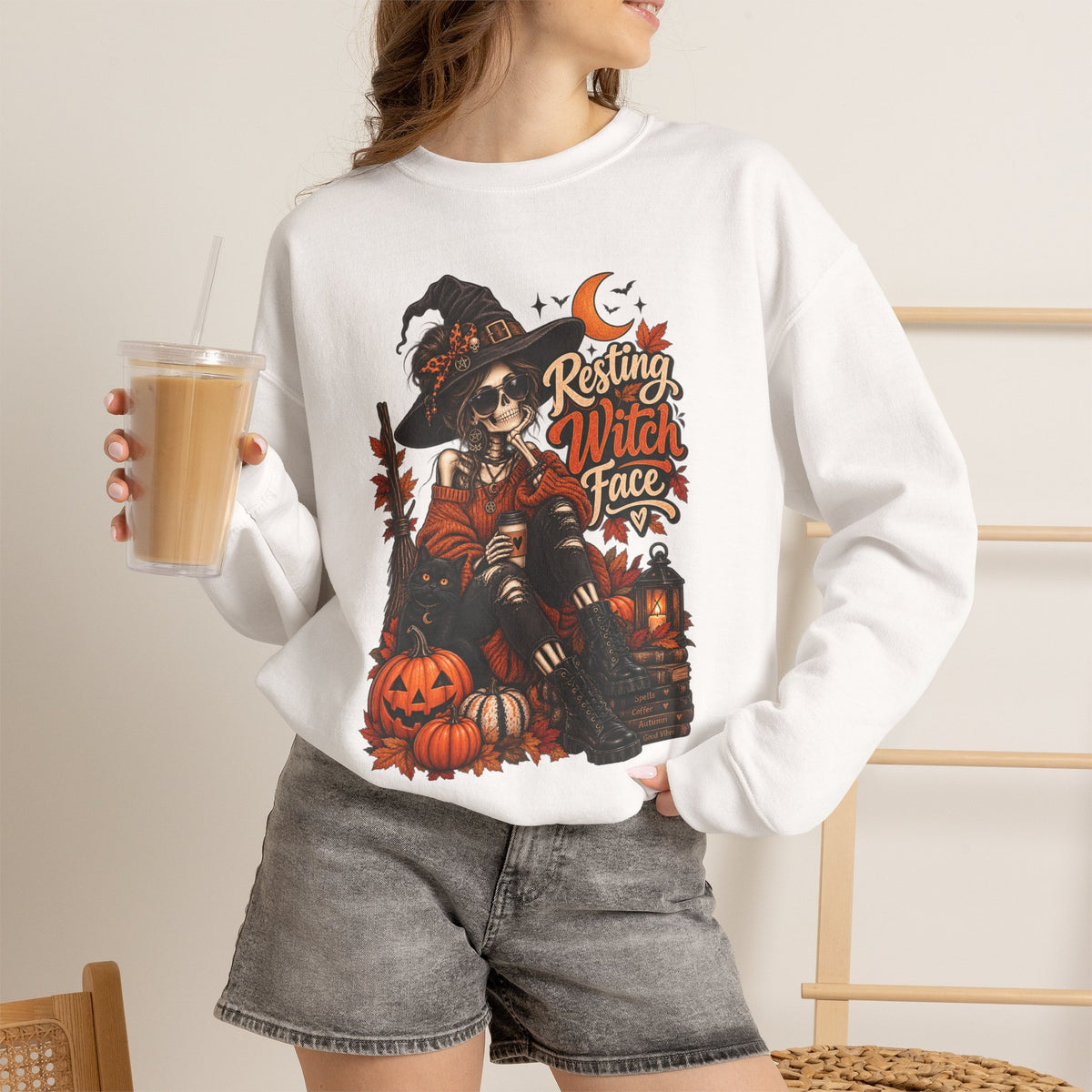 Witch Sweatshirt — "Resting Witch Face" Halloween Crewneck