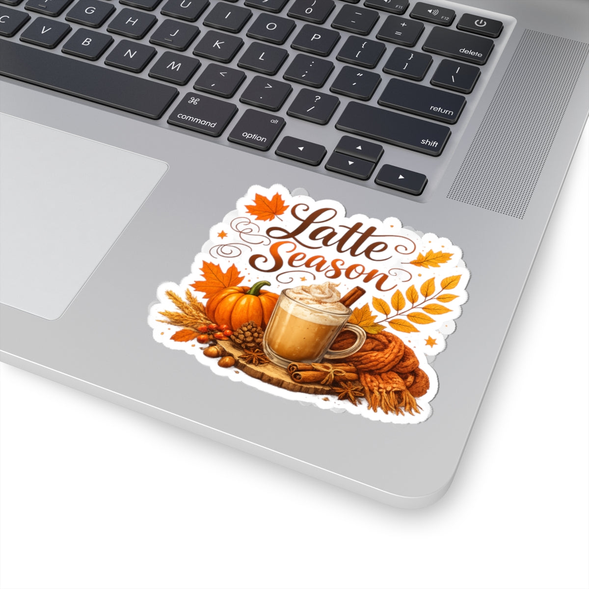 Latte Season Sticker — Fall Pumpkin Spice Coffee Kiss-Cut Decal