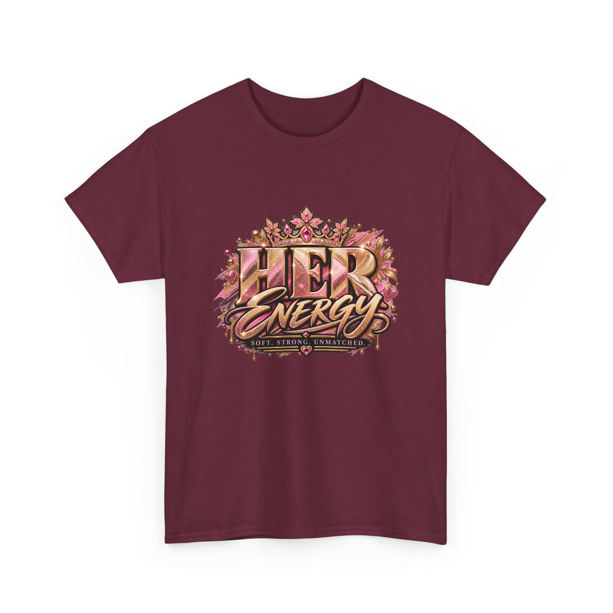 Her Energy Graphic Tee — Empowering Floral Typography Shirt