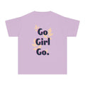 Go Girl Go Youth Tee — Motivational Floral Graphic Shirt for Girls