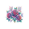 Iridescent Rose Bouquet Sticker — Kiss-Cut Floral Laptop Decal