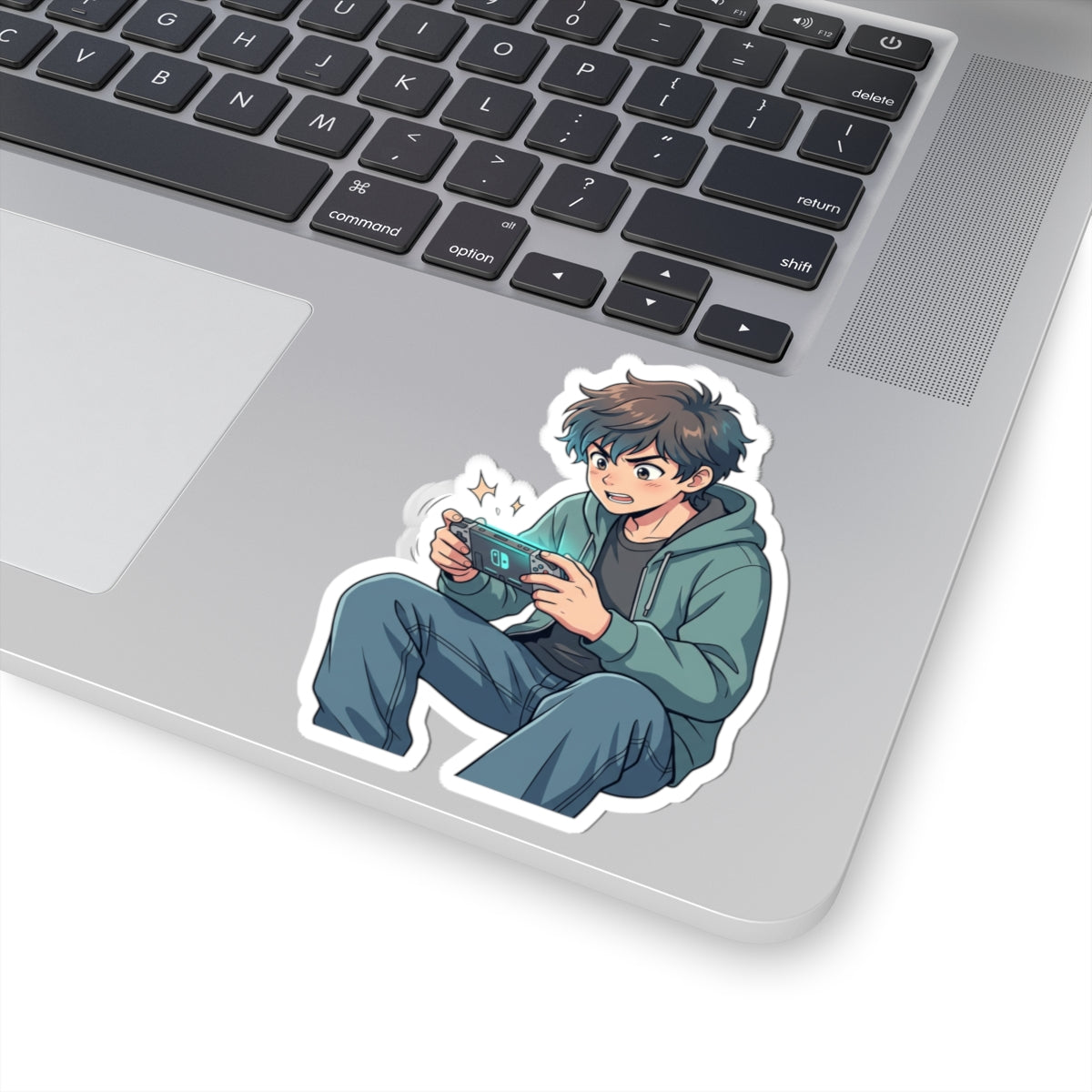 Gamer Boy Sticker — Cute Anime-Style Mobile Gaming Kiss-Cut Decal