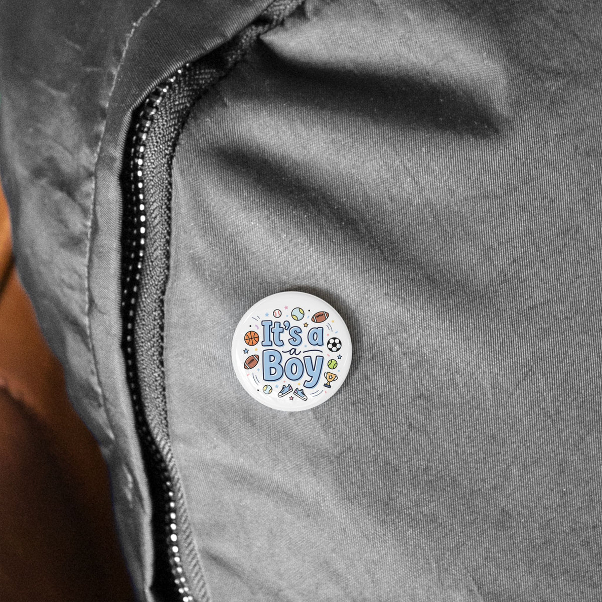 It's a Boy Round Pin — Baby Shower Announcement Button