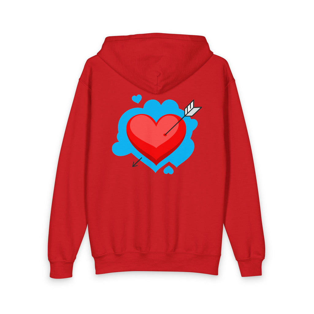Heart Arrow Zip Hoodie — Youth Graphic Valentine's Hoodie