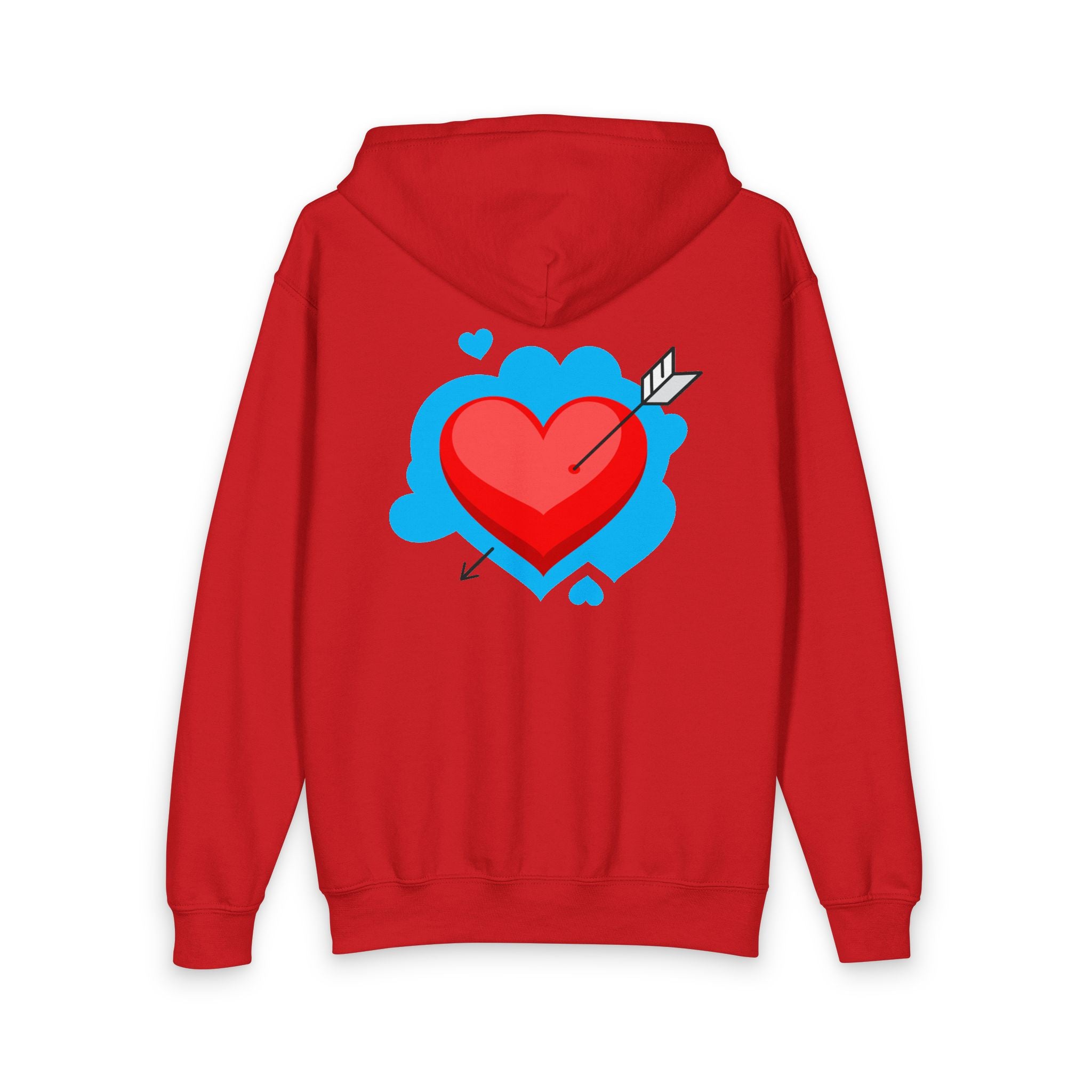 Heart Arrow Zip Hoodie — Youth Graphic Valentine's Hoodie