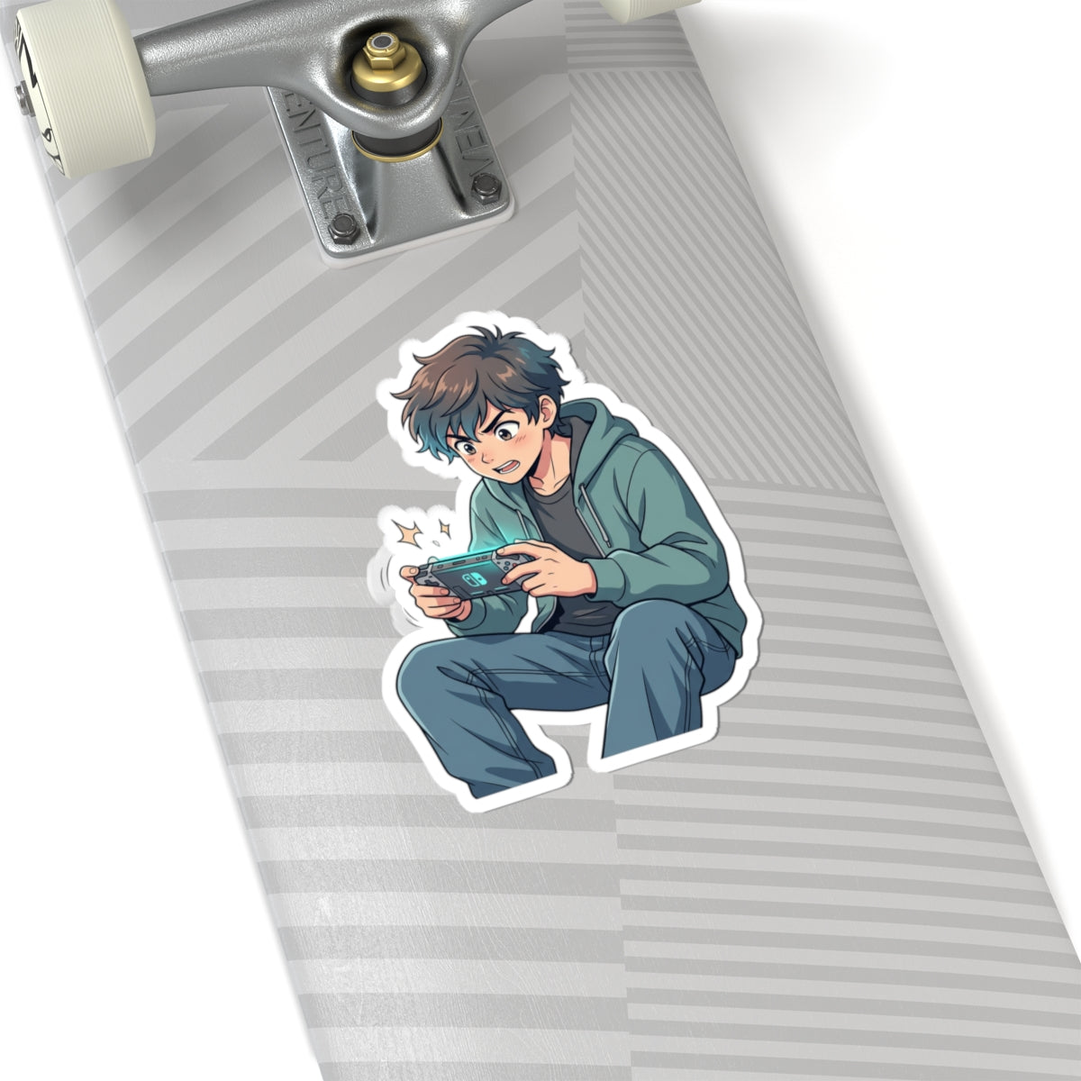 Gamer Boy Sticker — Cute Anime-Style Mobile Gaming Kiss-Cut Decal