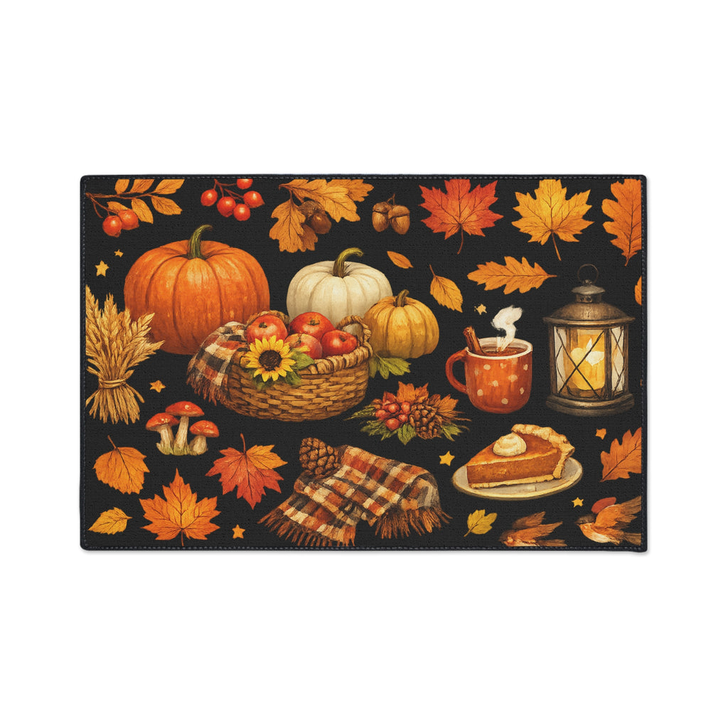 Autumn Harvest Floor Mat — Fall Pumpkin & Leaves Doormat