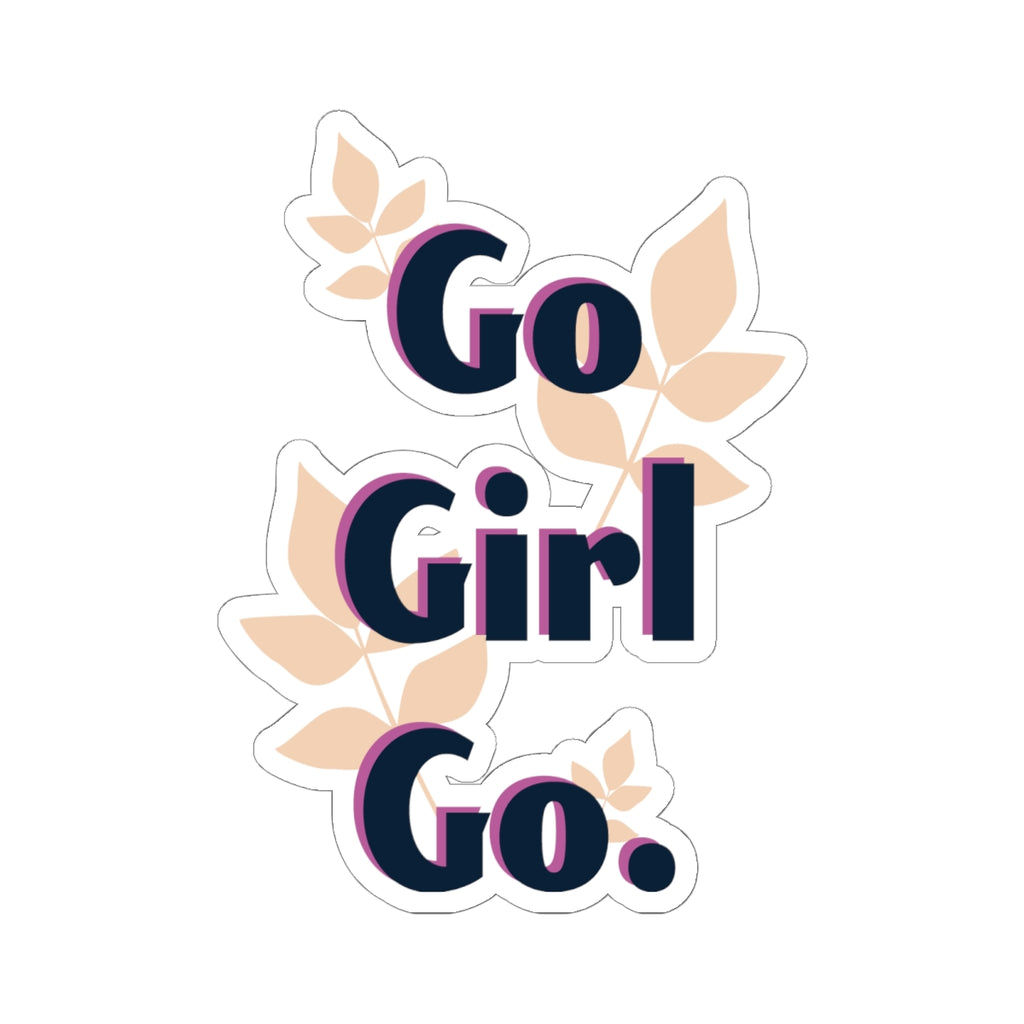Go Girl Go Sticker — Motivational Floral Laptop Decal