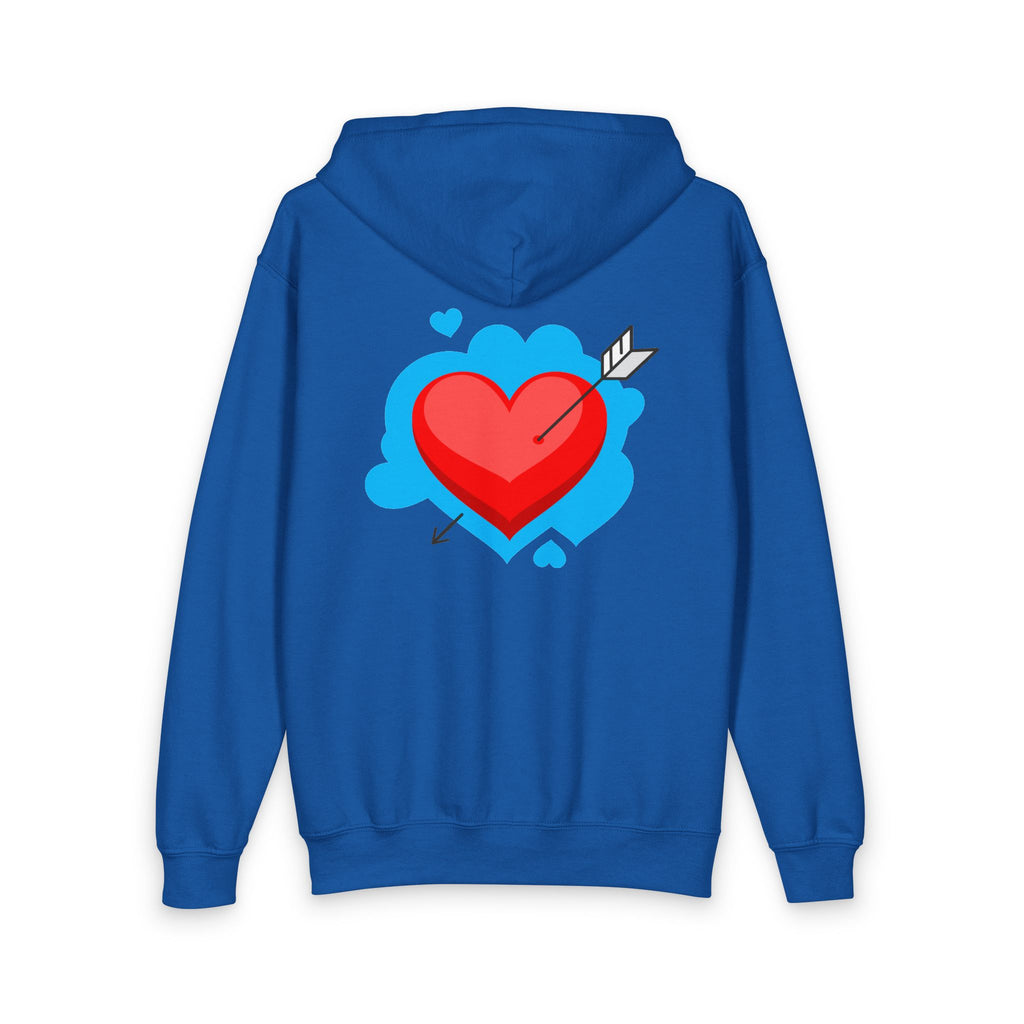Heart Arrow Zip Hoodie — Youth Graphic Valentine's Hoodie