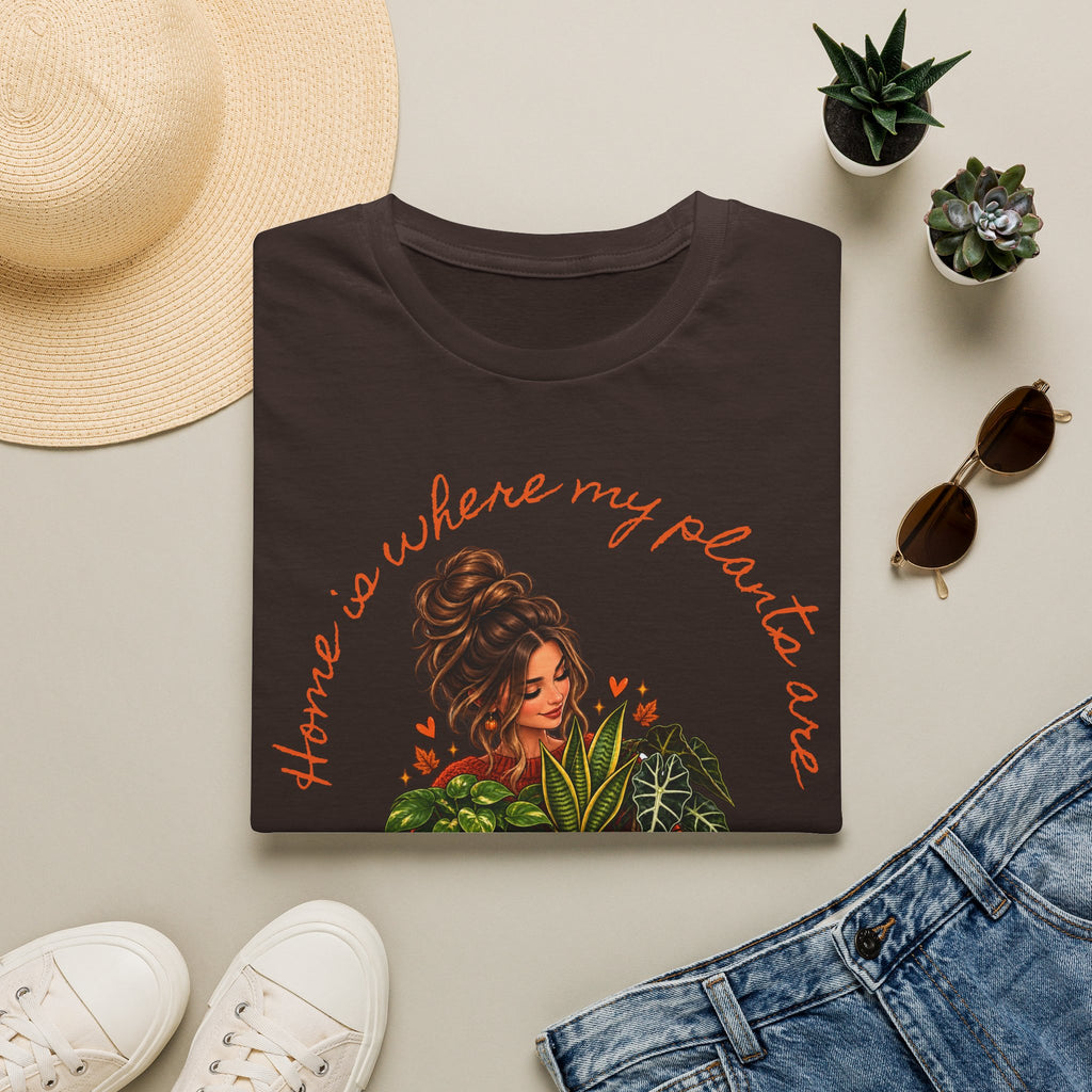 Plant Mom Graphic T-Shirt — “Home is Where My Plants Are” Cozy Plant Lover Tee