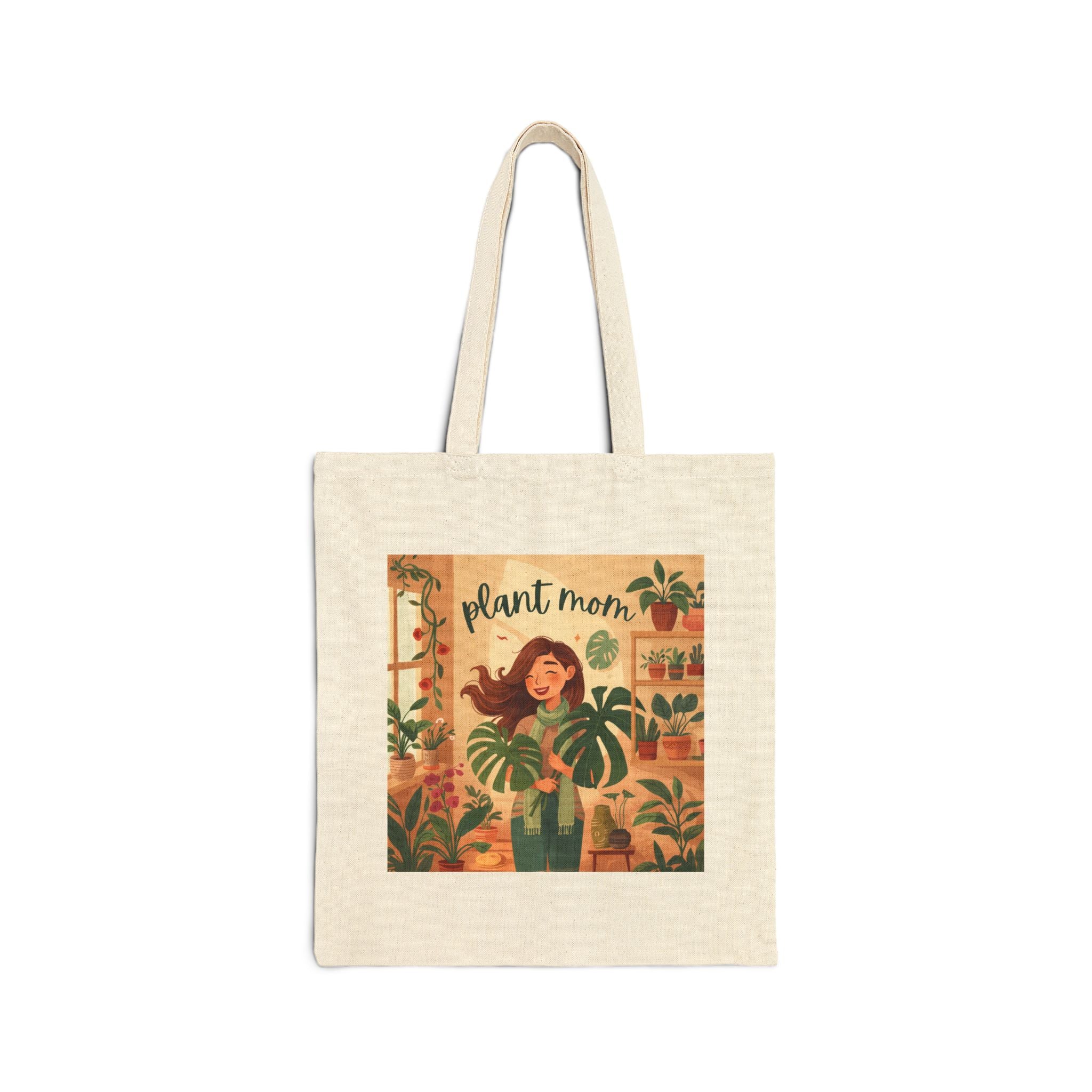 Plant Mom Canvas Tote Bag — Cute Indoor Plant Lover Grocery Beach Tote