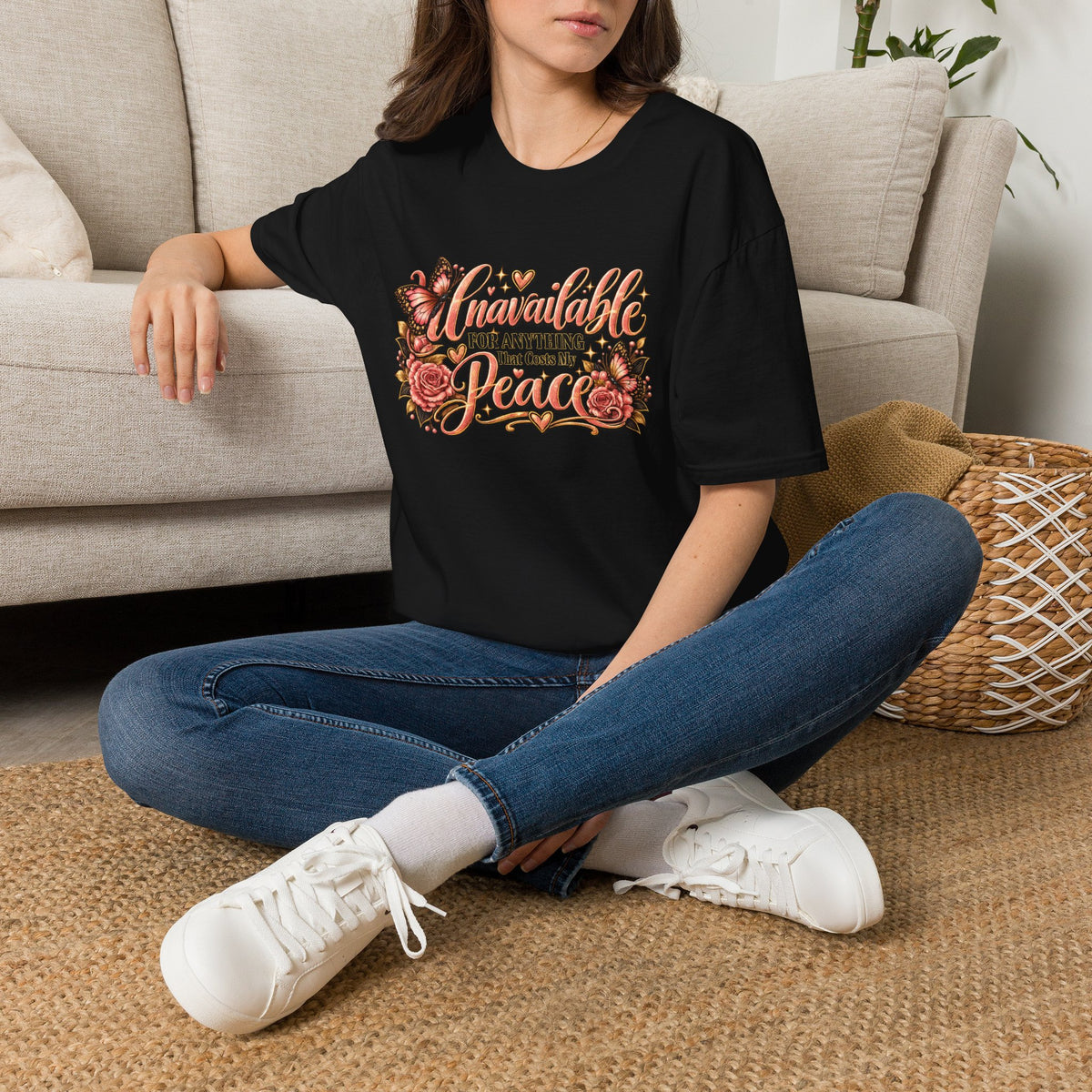 T-Shirt — "Beautiful for Anything That Costs Me Peace" Floral Graphic Tee