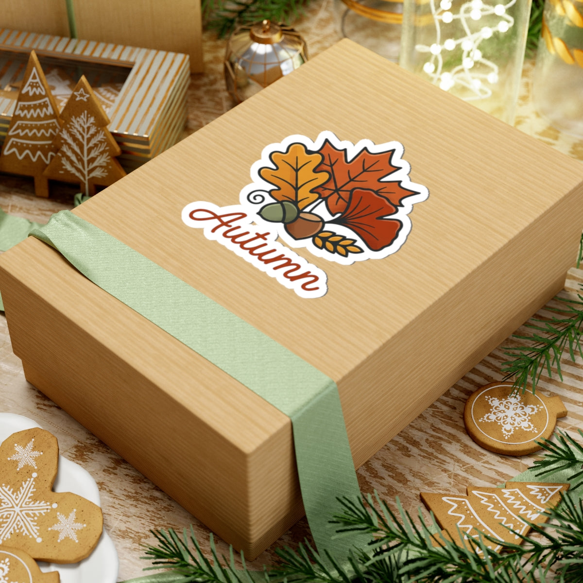 Autumn Leaf Sticker — Fall Leaves & Acorn Kiss-Cut Decal
