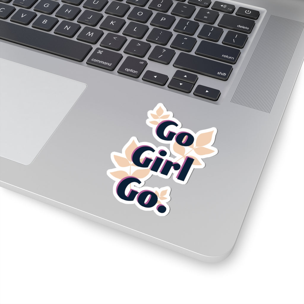 Go Girl Go Sticker — Motivational Floral Laptop Decal