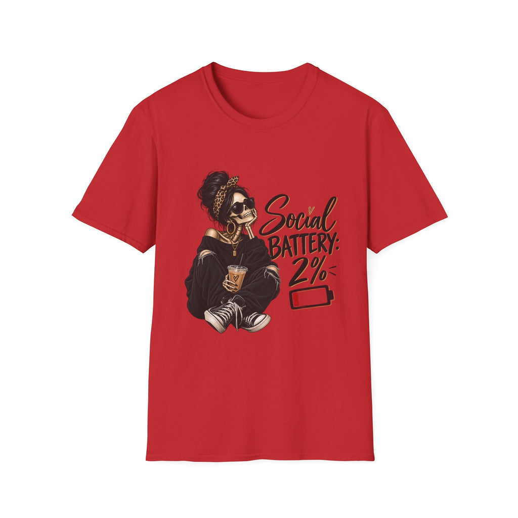 T-Shirt — Social Battery 2% Graphic Tee (Funny Introvert Shirt)