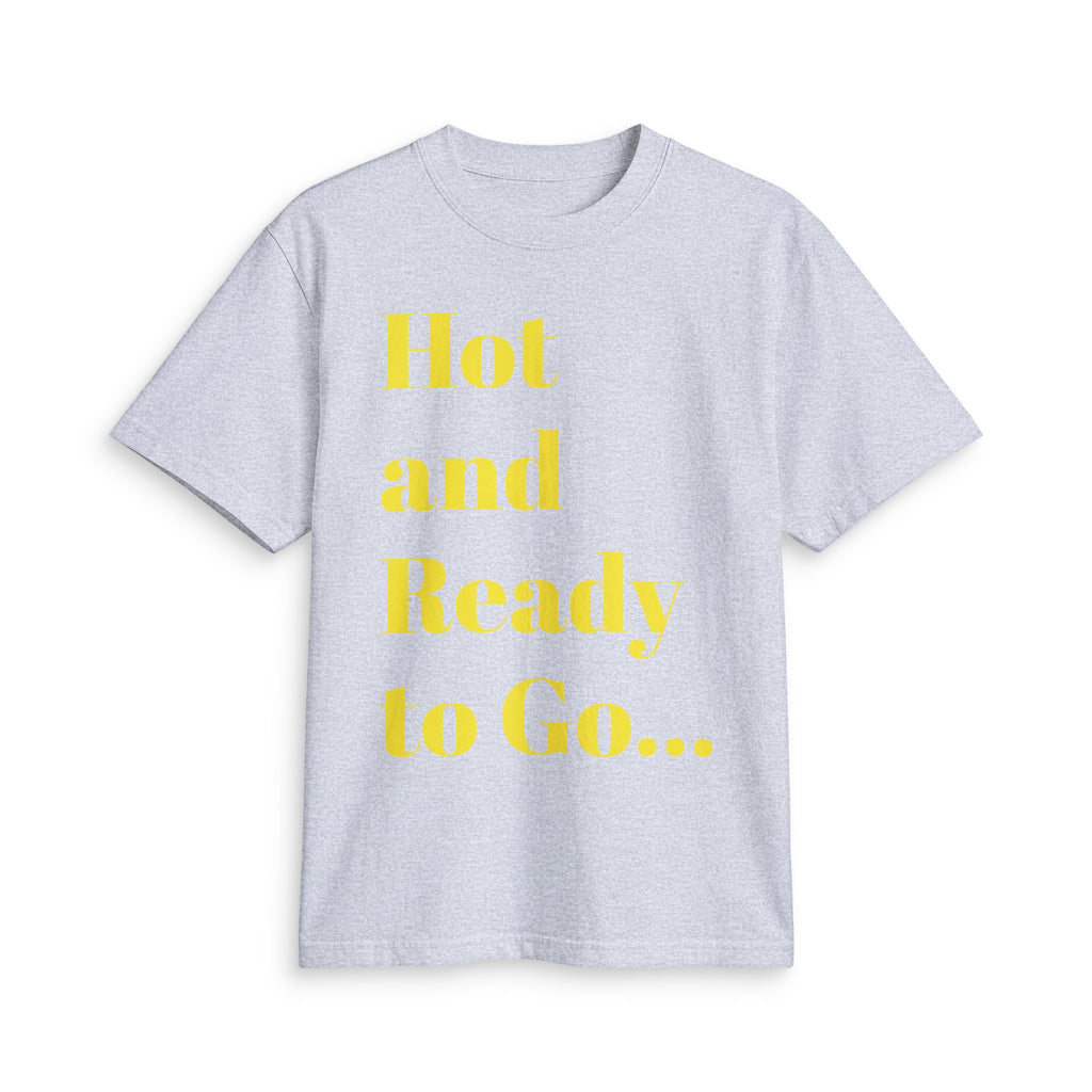 “Hot and Ready to Go…Home” Graphic T-Shirt — Funny Yellow Slogan Tee