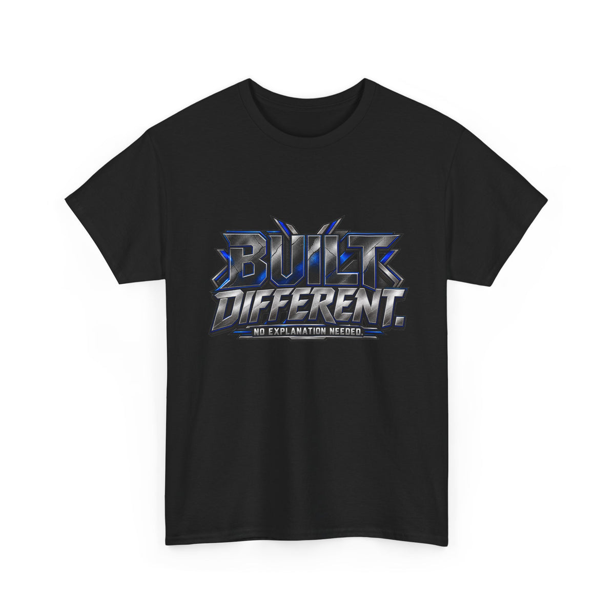 Built Different T-Shirt — Bold Metallic Graphic Tee ('Built Different')