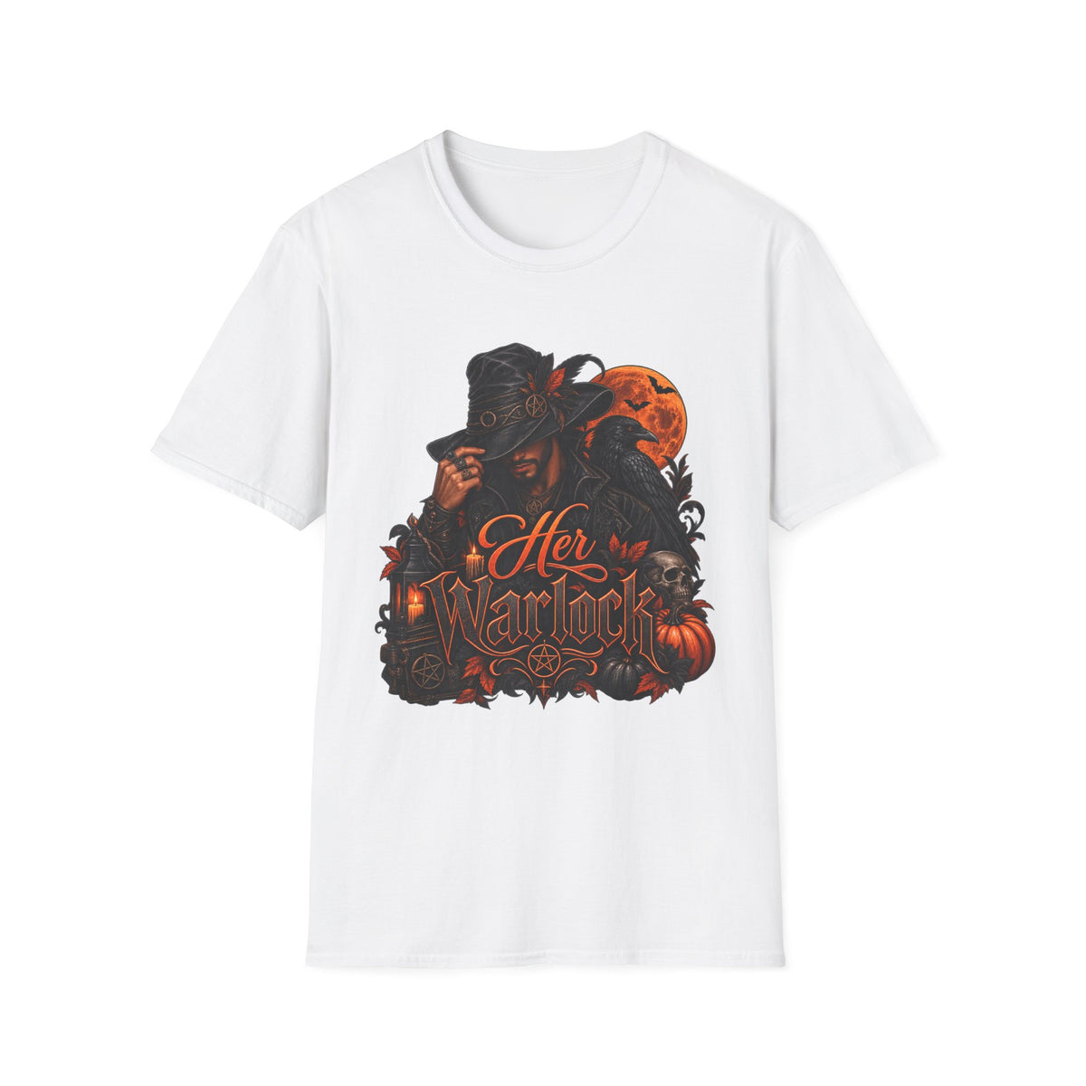 Graphic T‑Shirt — 'Her Majesty' Gothic Witch with Orange Moon