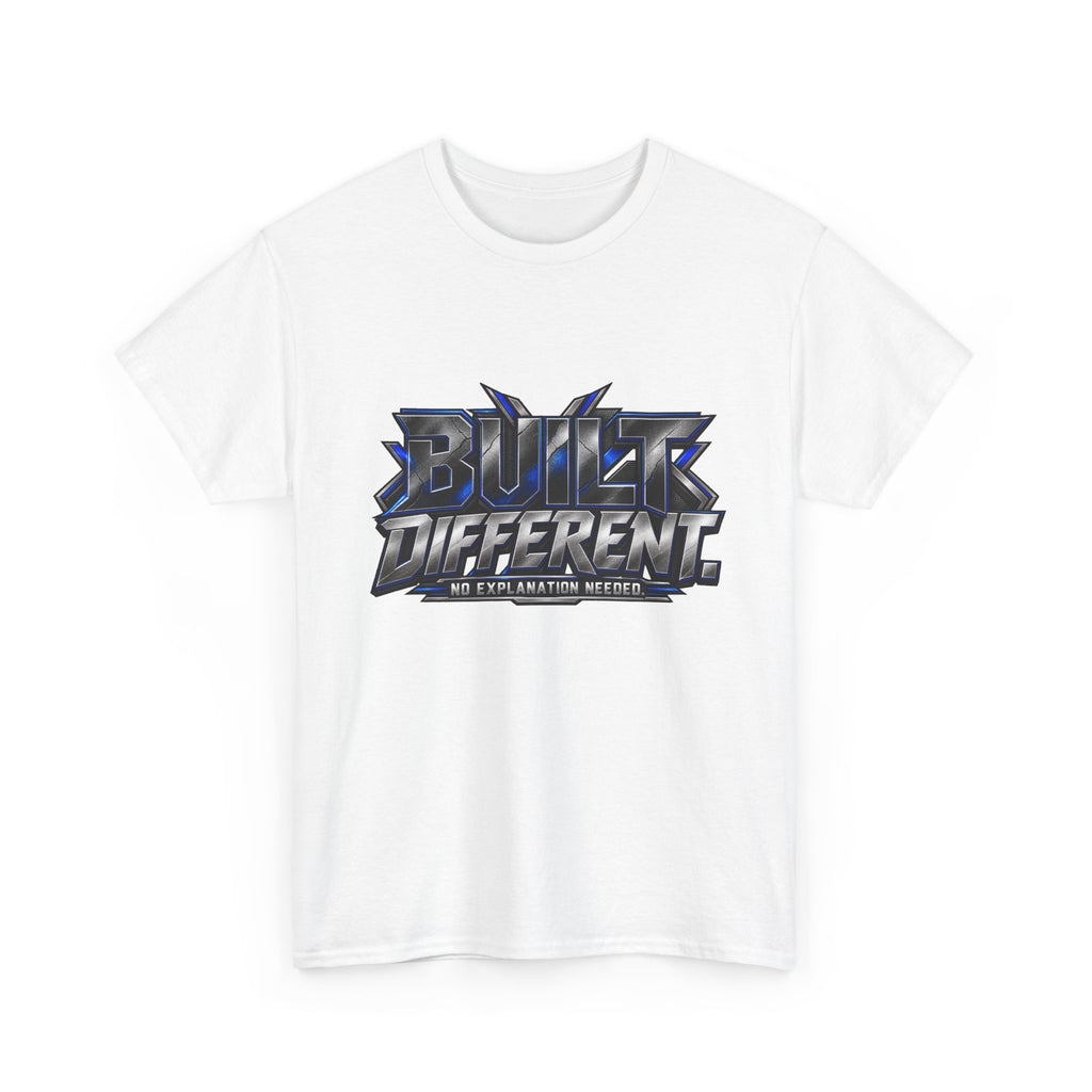 Built Different T-Shirt — Bold Metallic Graphic Tee ('Built Different')