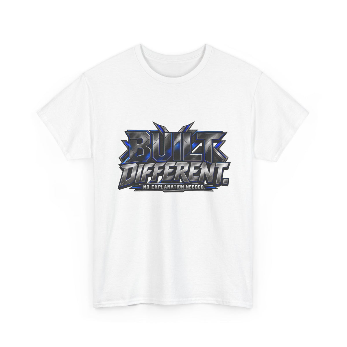 Built Different T-Shirt — Bold Metallic Graphic Tee ('Built Different')