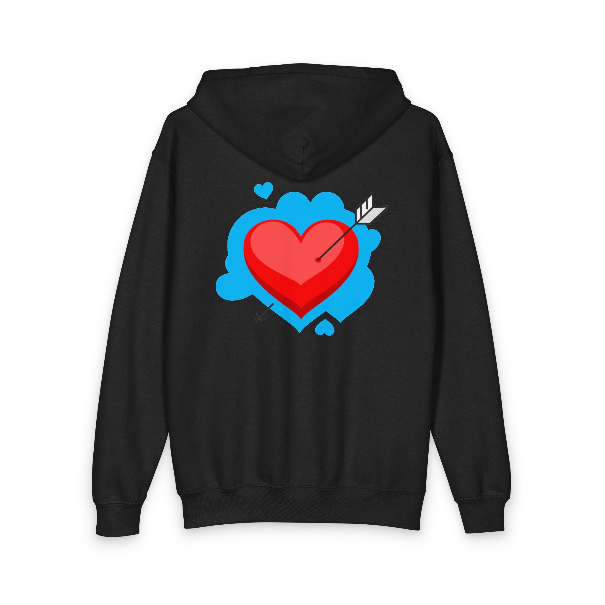 Heart Arrow Zip Hoodie — Youth Graphic Valentine's Hoodie