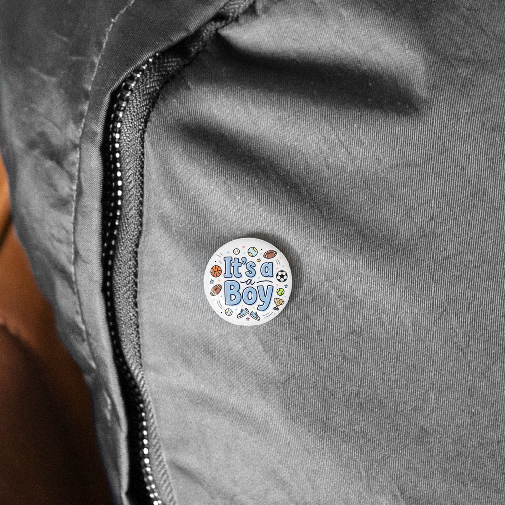 It's a Boy Round Pin — Baby Shower Announcement Button