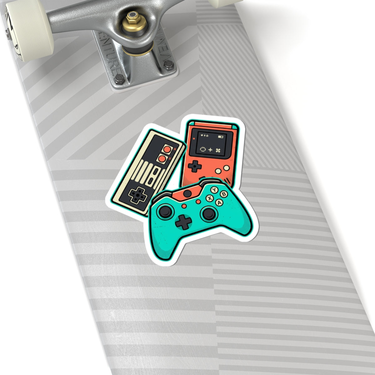 Retro Gaming Controllers Kiss-Cut Sticker — Vintage Console & Handheld Vinyl Decal