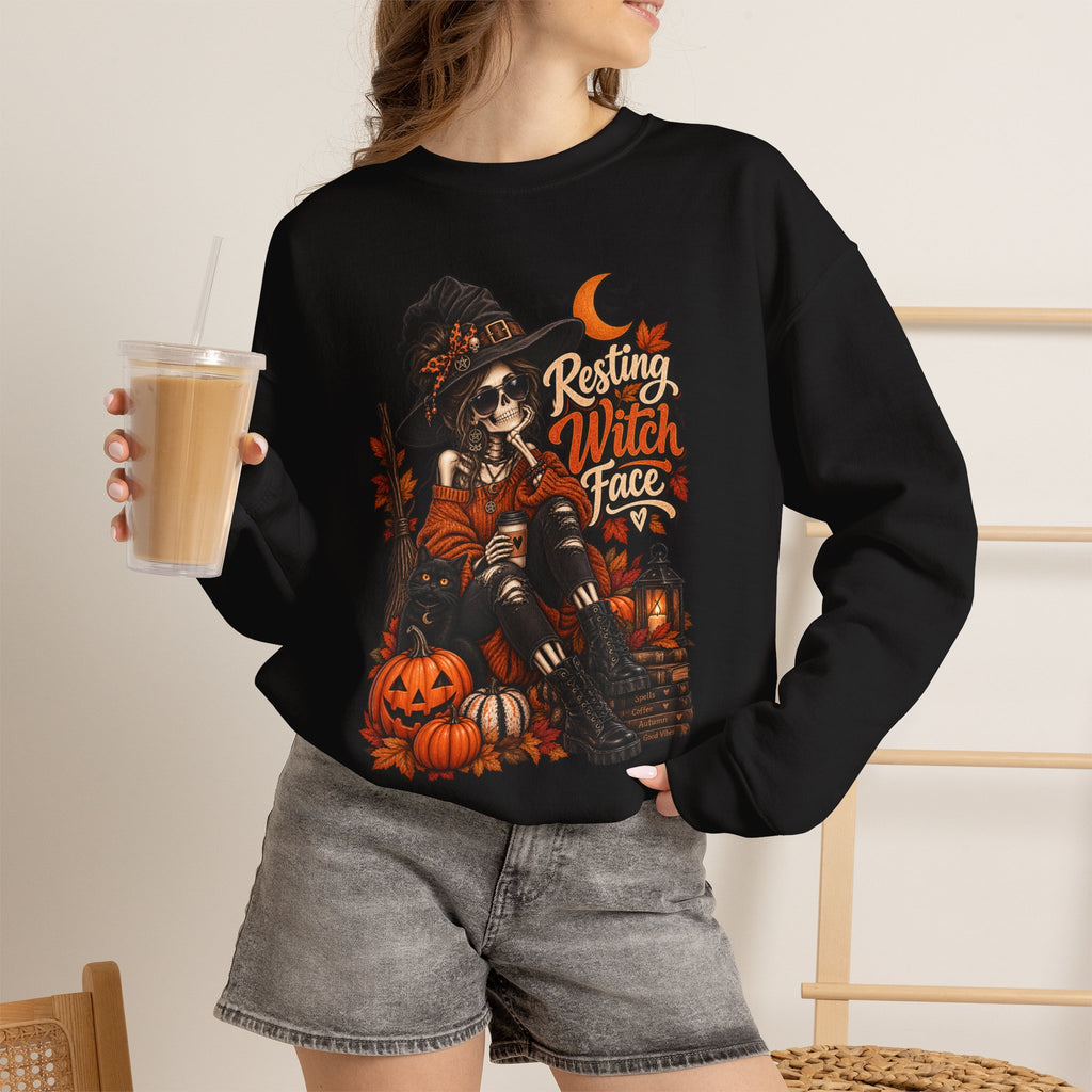 Witch Sweatshirt — "Resting Witch Face" Halloween Crewneck