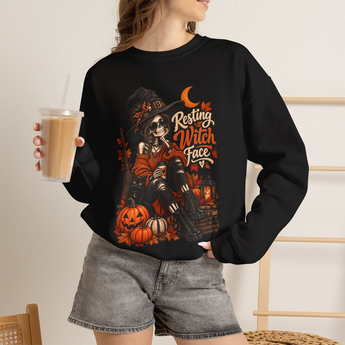 Witch Sweatshirt — "Resting Witch Face" Halloween Crewneck