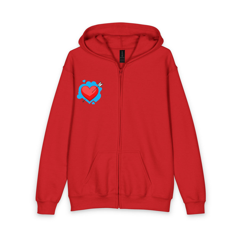 Heart Arrow Zip Hoodie — Youth Graphic Valentine's Hoodie