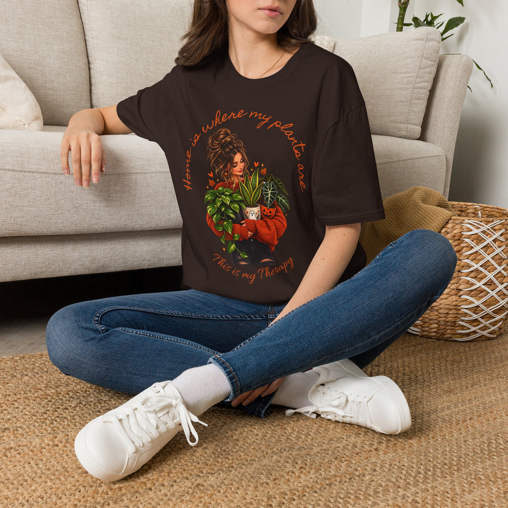 Plant Mom Graphic T-Shirt — “Home is Where My Plants Are” Cozy Plant Lover Tee