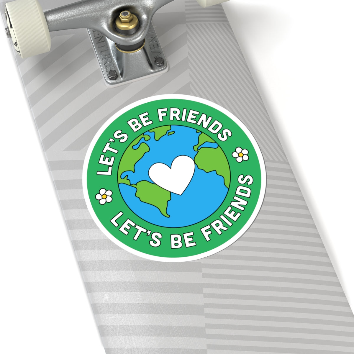 Let's Be Friends Earth Sticker — Round Eco-Friendly Laptop Decal
