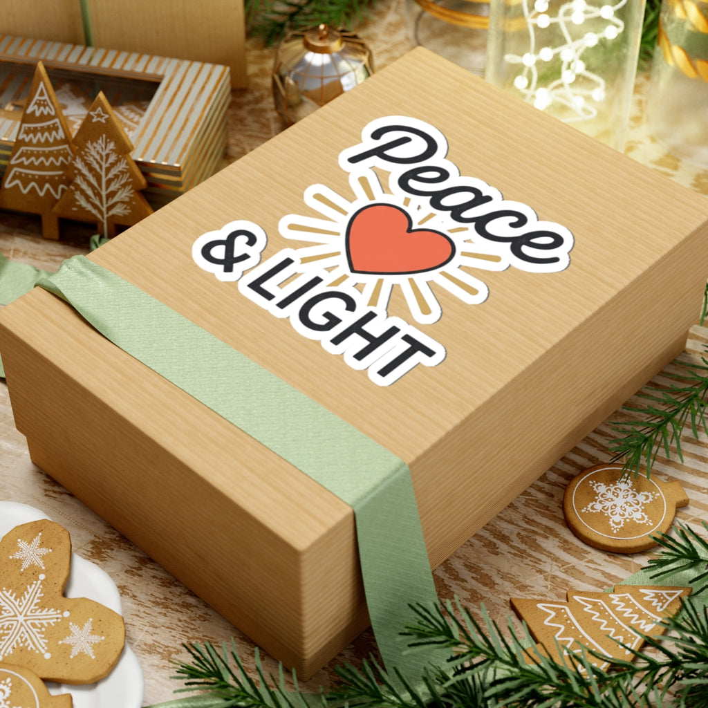 Peace & Light Heart Sticker — Positive Vibes Kiss-Cut Sticker