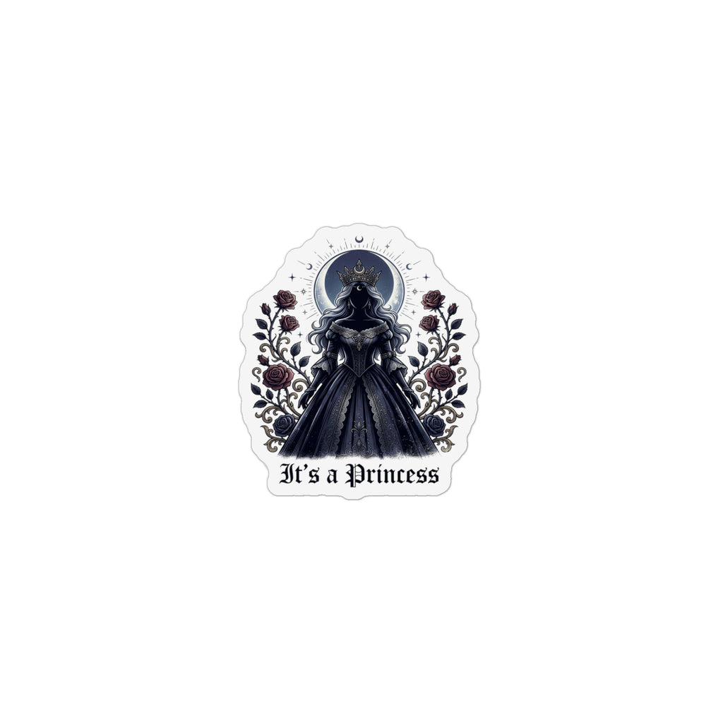 Gothic "It's a Princess" Custom Shape Magnet — Dark Princess Floral Fridge Sticker