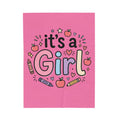 It's a Girl Velveteen Plush Blanket – Pink Baby Announcement & Newborn Gift