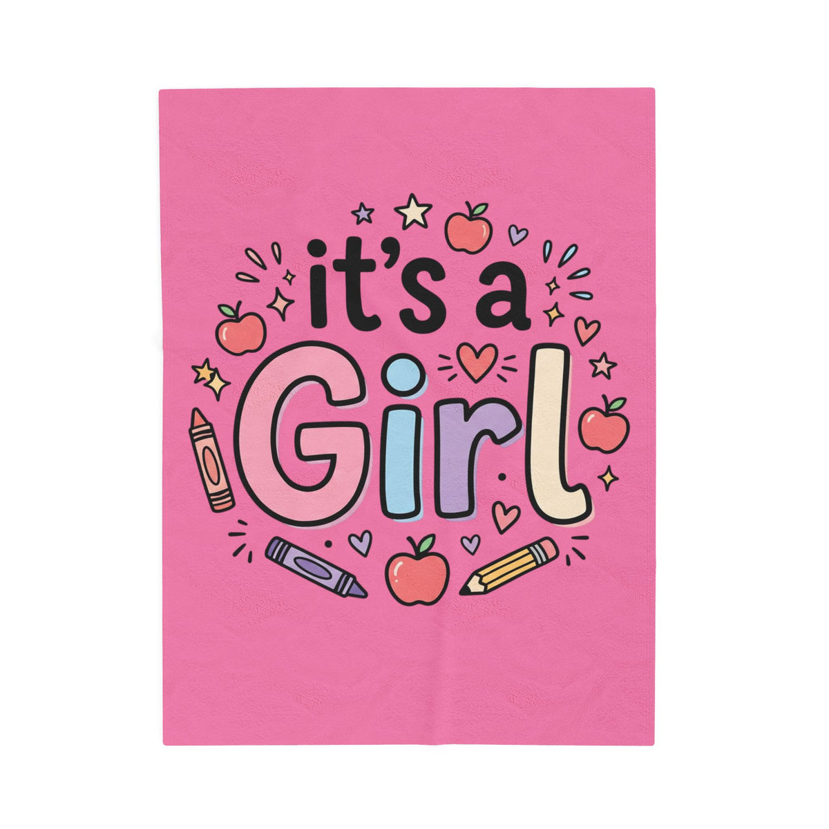 It's a Girl Velveteen Plush Blanket – Pink Baby Announcement & Newborn Gift