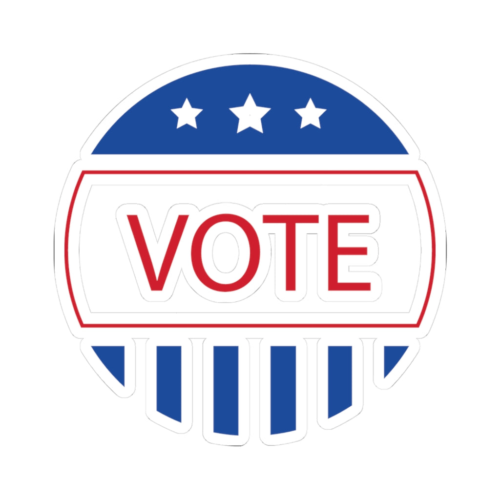 Vote Round Kiss-Cut Sticker — Patriotic Red, White & Blue VOTE Decal
