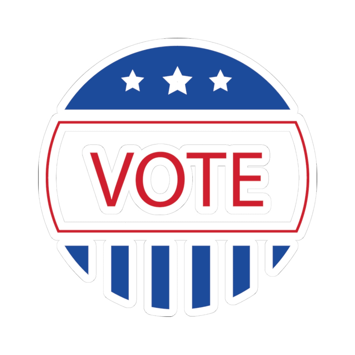 Vote Round Kiss-Cut Sticker — Patriotic Red, White & Blue VOTE Decal