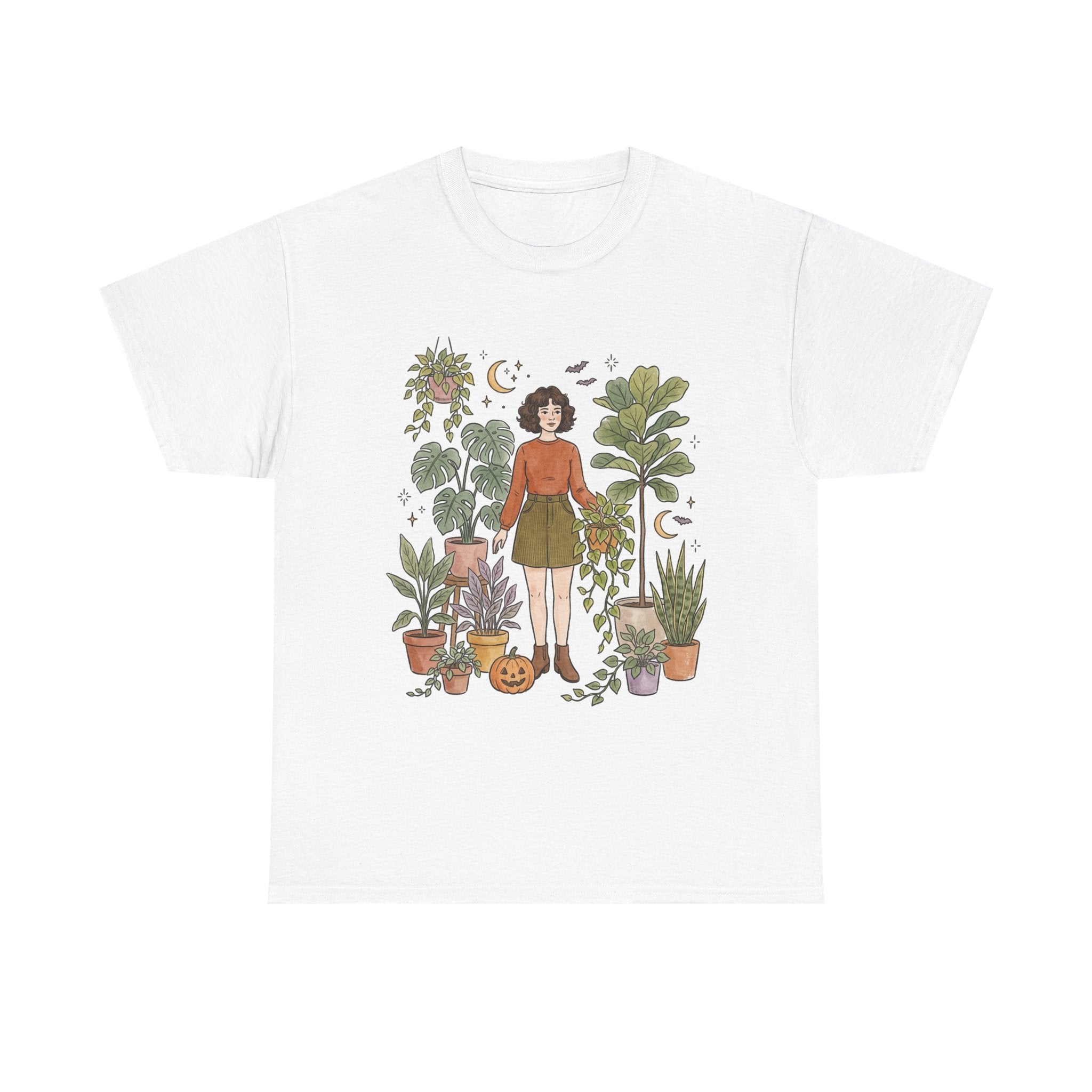 Plant Lover Graphic Tee — Woman Surrounded by Houseplants