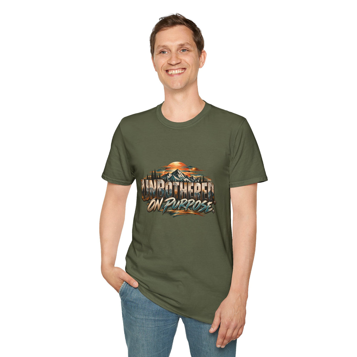 T-Shirt — unbothered On Purpose Vintage Mountain Sunset Graphic
